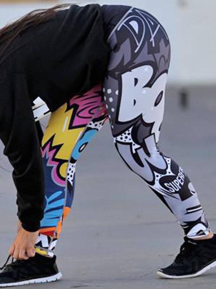 Thermal Letter Dame Polyester Print Yoga Pants Yoga Pants High Waist Tiktok Leggings