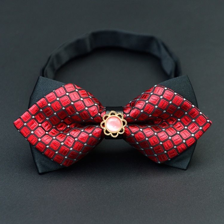 Herre Plaid Floral Bow Tie