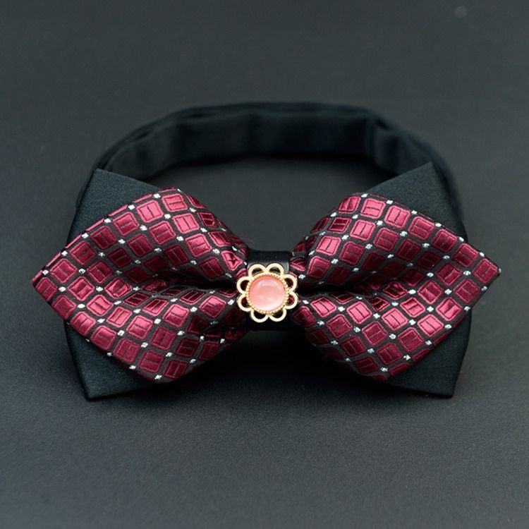 Herre Plaid Floral Bow Tie