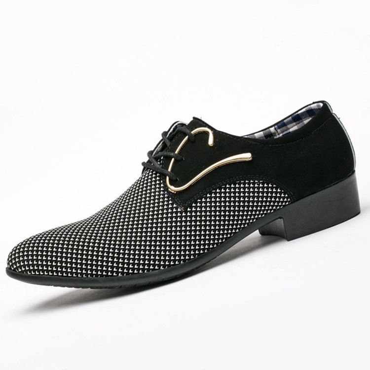 Color Block Lace-up Pointed Toe Men Dress Shoes