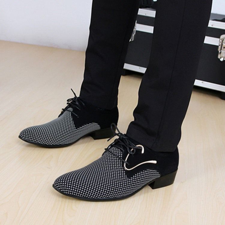 Color Block Lace-up Pointed Toe Men Dress Shoes