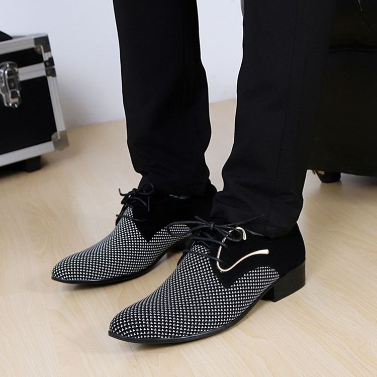 Color Block Lace-up Pointed Toe Men Dress Shoes