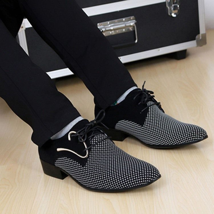 Color Block Lace-up Pointed Toe Men Dress Shoes