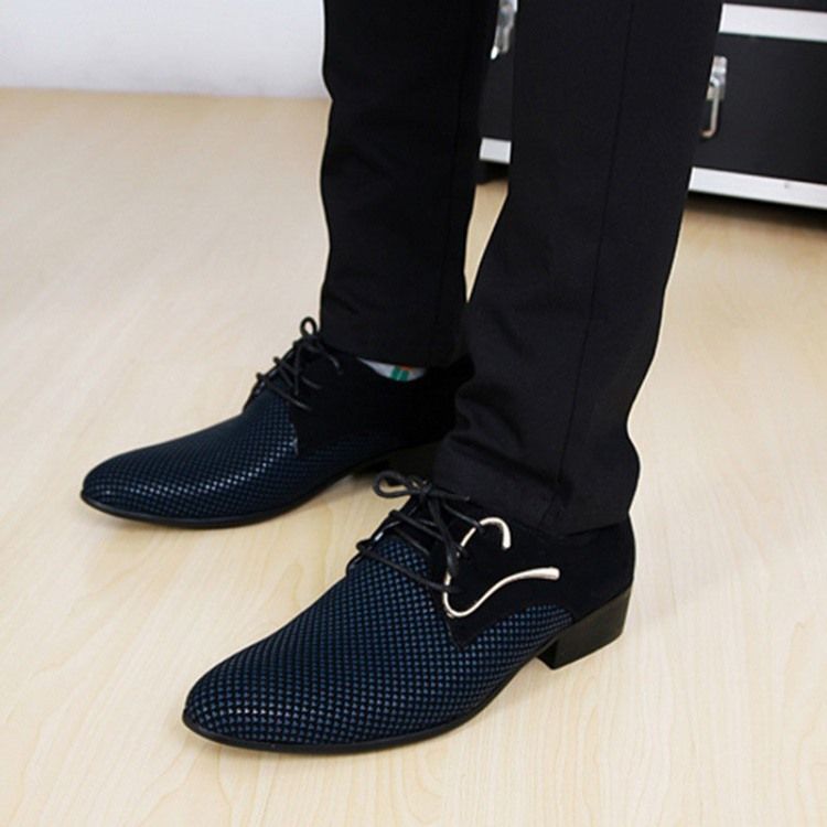 Color Block Lace-up Pointed Toe Men Dress Shoes