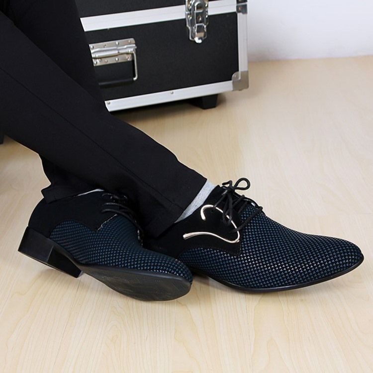 Color Block Lace-up Pointed Toe Men Dress Shoes