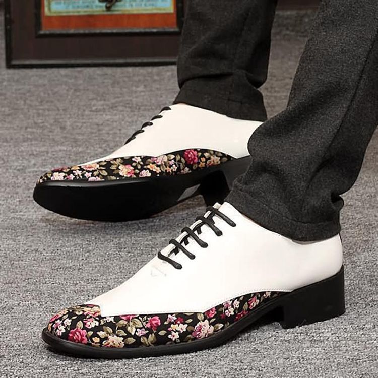 Floral Patchwork Low-cut Upper Herre Dress Shoes