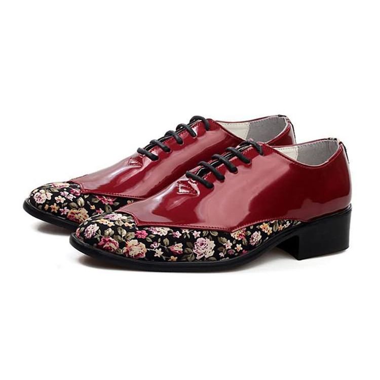 Floral Patchwork Low-cut Upper Herre Dress Shoes