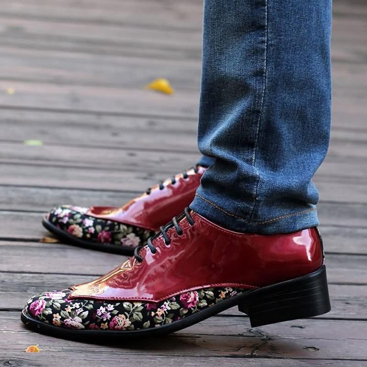 Floral Patchwork Low-cut Upper Herre Dress Shoes