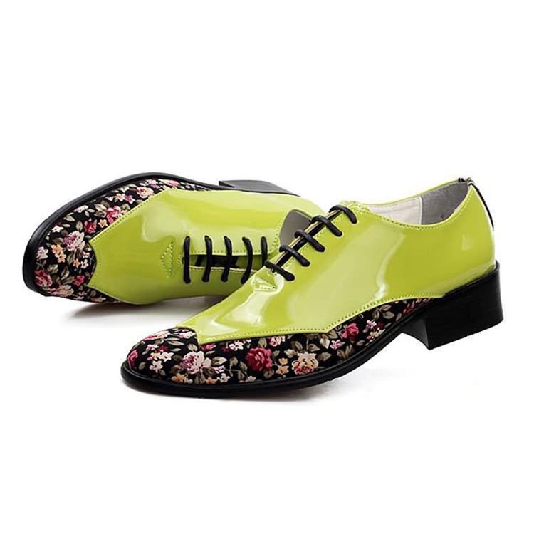 Floral Patchwork Low-cut Upper Herre Dress Shoes