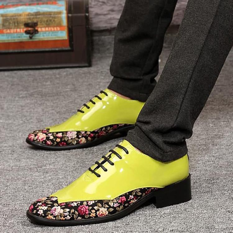 Floral Patchwork Low-cut Upper Herre Dress Shoes