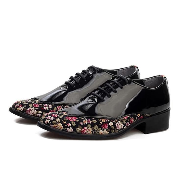 Floral Patchwork Low-cut Upper Herre Dress Shoes