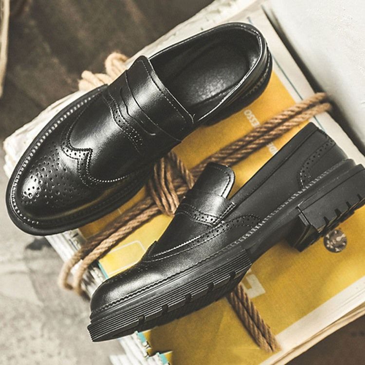 Low-cut Upper Plain Round Toe Pu Oxfords For Menn