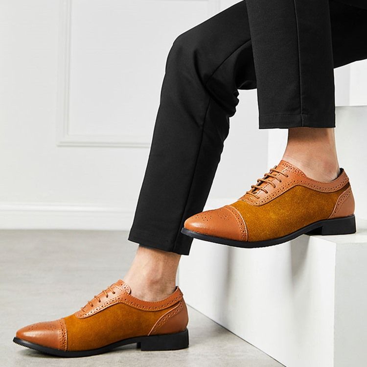 Patchwork Low-cut Øvre Snørebånd Oxfords For Menn