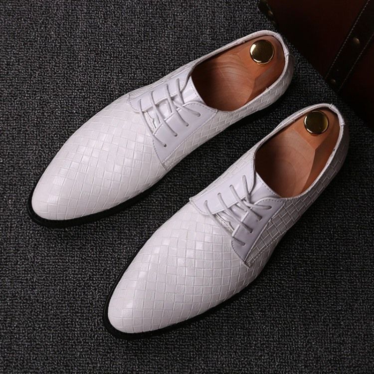 Plaid Lace-up Pointed Toe Men Shoes Dress Shoes