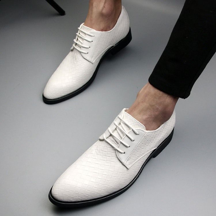 Plaid Lace-up Pointed Toe Men Shoes Dress Shoes