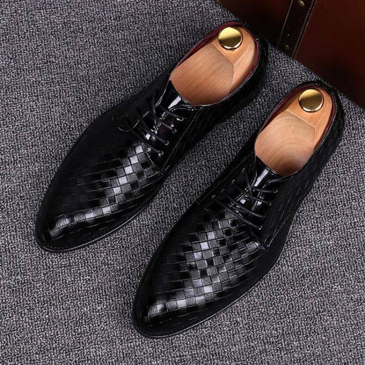 Plaid Lace-up Pointed Toe Men Shoes Dress Shoes