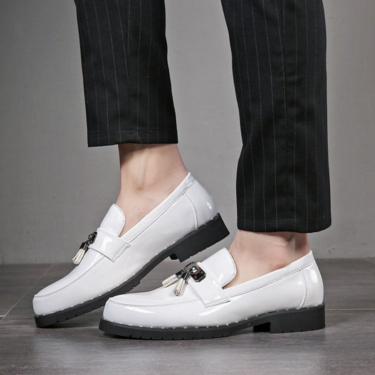 Plain Fringe Round Toe Slip-on Men Dress Shoes