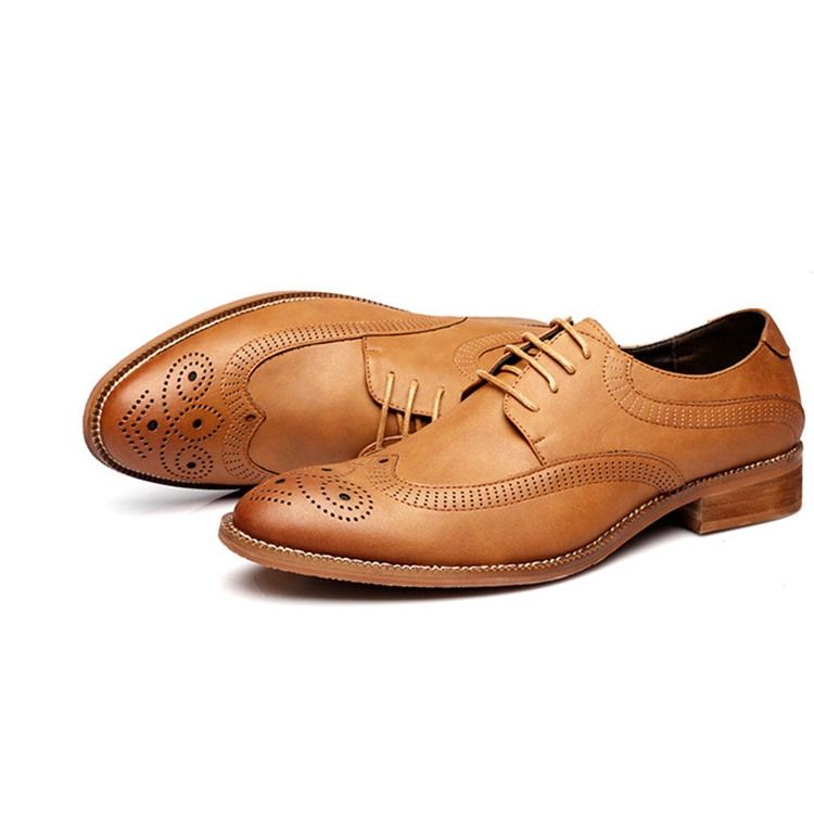 Plain Lace-up Block Heel Oxfords For Menn