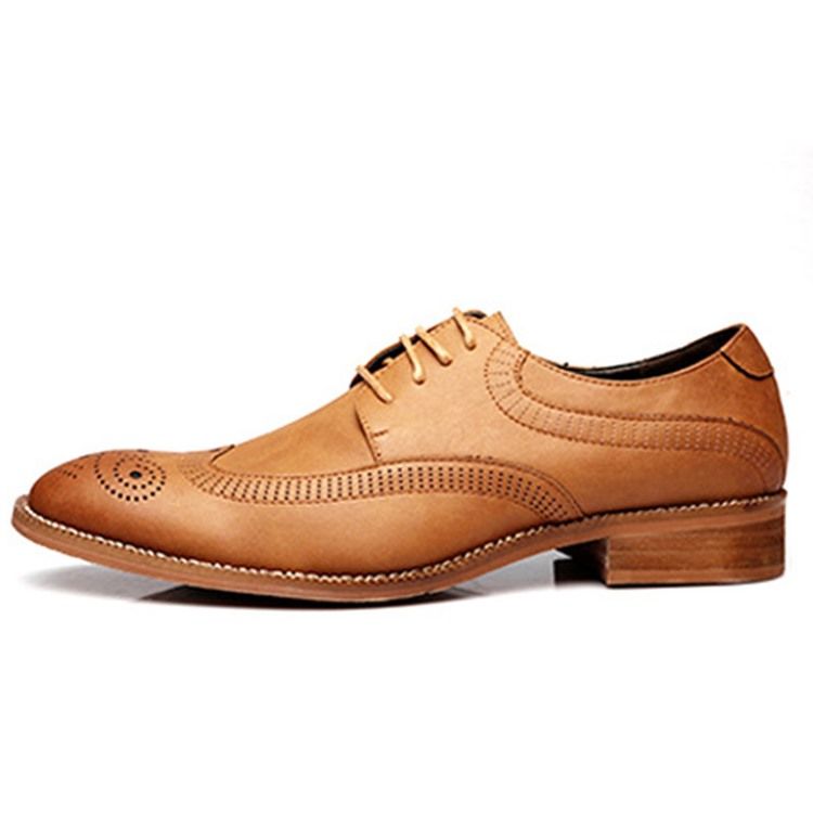 Plain Lace-up Block Heel Oxfords For Menn