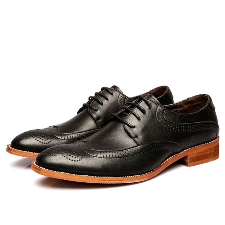 Plain Lace-up Block Heel Oxfords For Menn