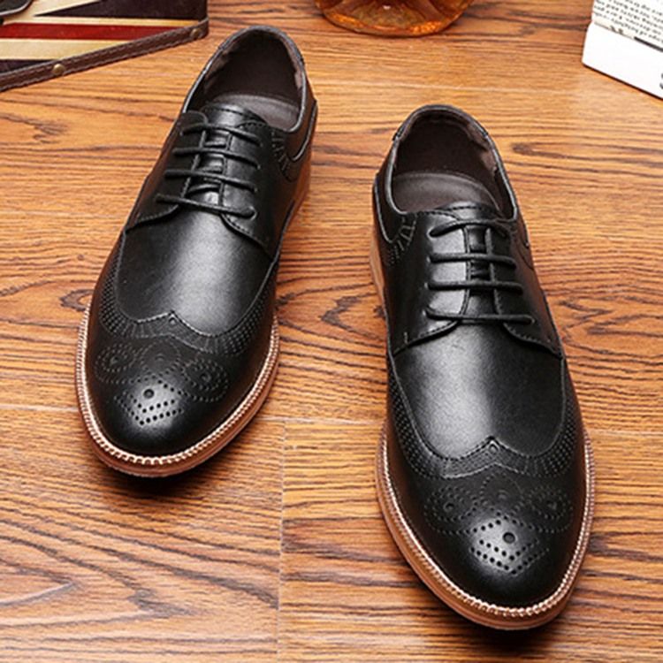 Plain Lace-up Block Heel Oxfords For Menn