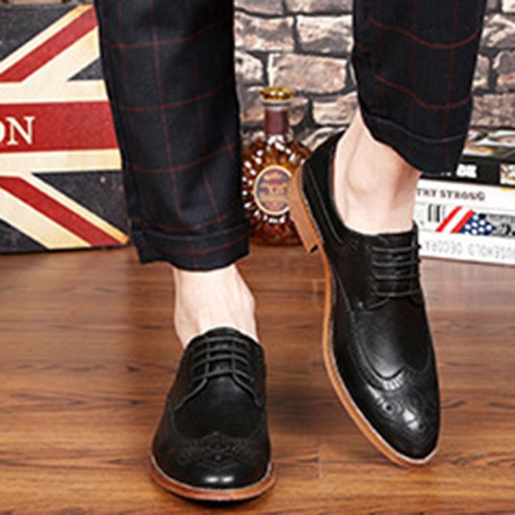 Plain Lace-up Block Heel Oxfords For Menn