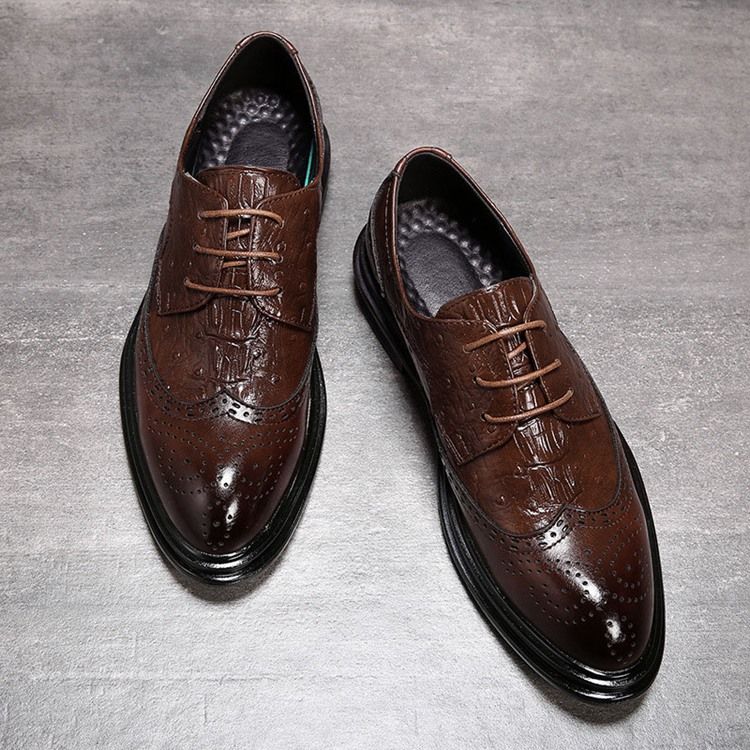 Plain Lace-up Low-cut Upper Round Toe Oxfords For Menn