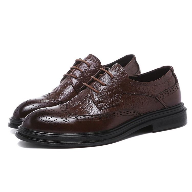 Plain Lace-up Low-cut Upper Round Toe Oxfords For Menn