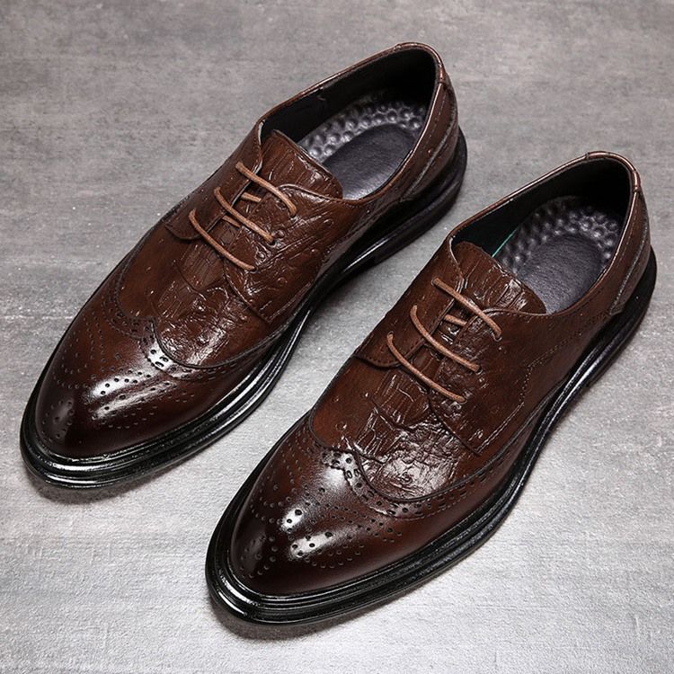 Plain Lace-up Low-cut Upper Round Toe Oxfords For Menn