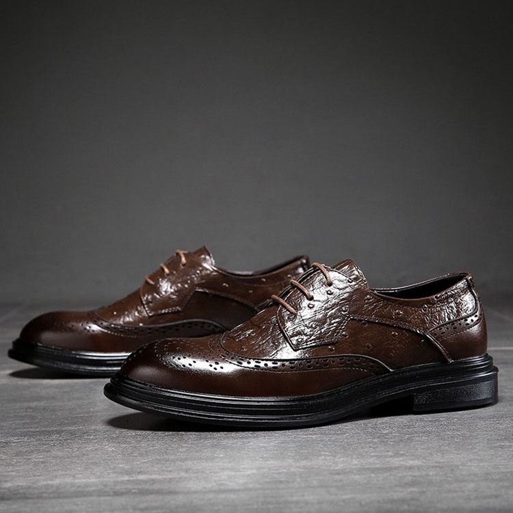 Plain Lace-up Low-cut Upper Round Toe Oxfords For Menn