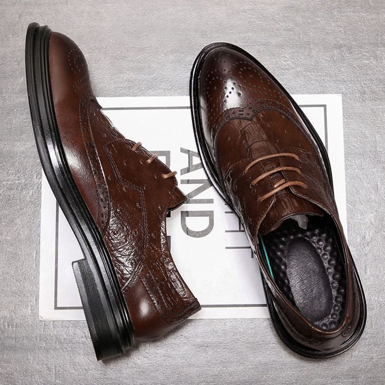 Plain Lace-up Low-cut Upper Round Toe Oxfords For Menn