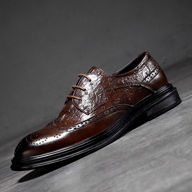 Plain Lace-up Low-cut Upper Round Toe Oxfords For Menn