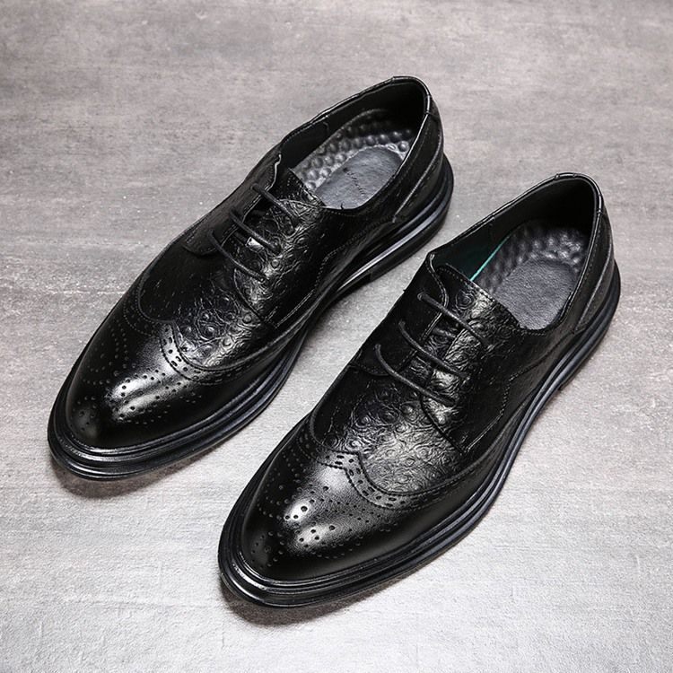 Plain Lace-up Low-cut Upper Round Toe Oxfords For Menn