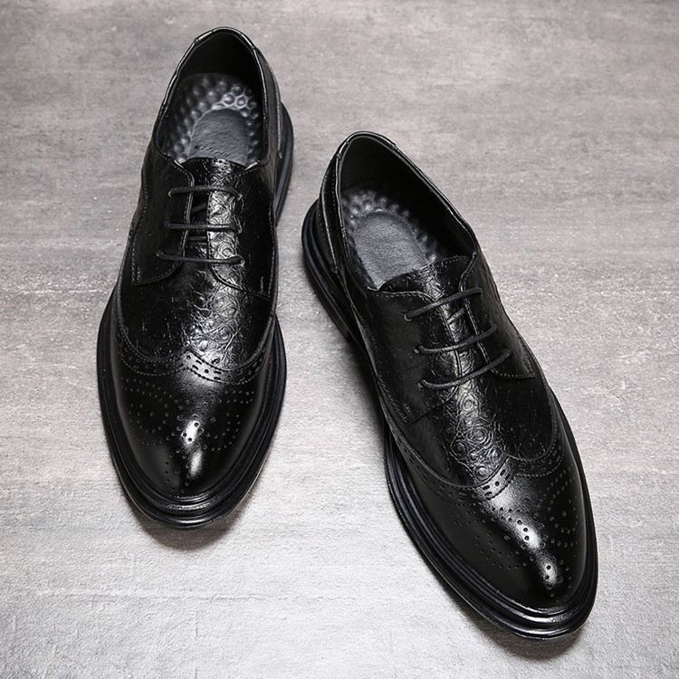 Plain Lace-up Low-cut Upper Round Toe Oxfords For Menn