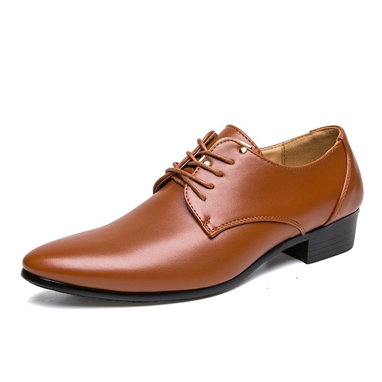 Plain Lace-up Pointed Toe Herre Dress Shoes