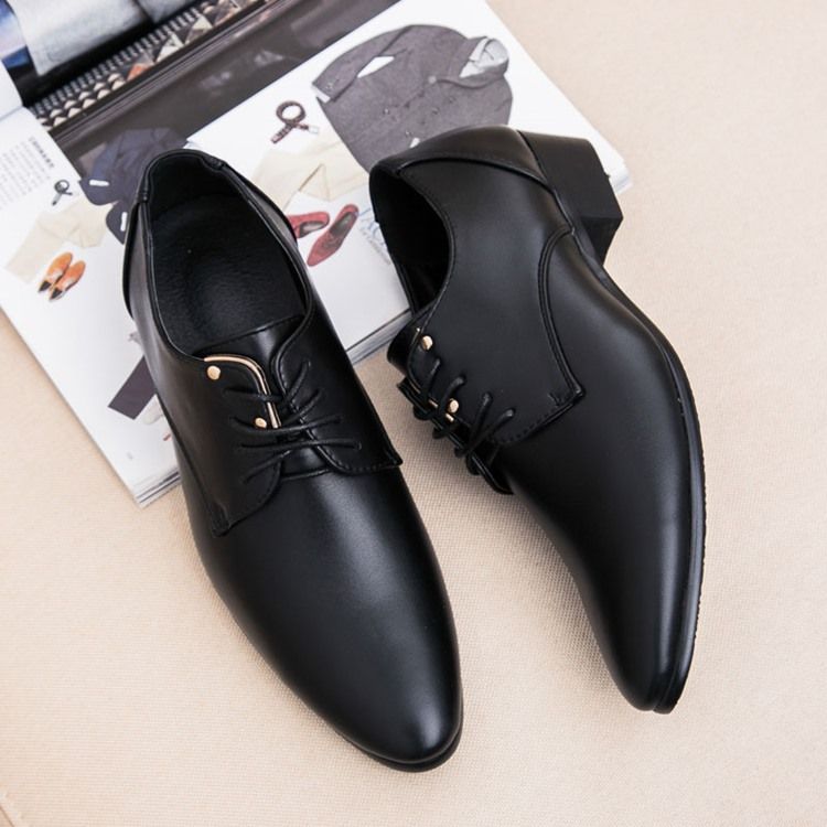 Plain Lace-up Pointed Toe Herre Dress Shoes