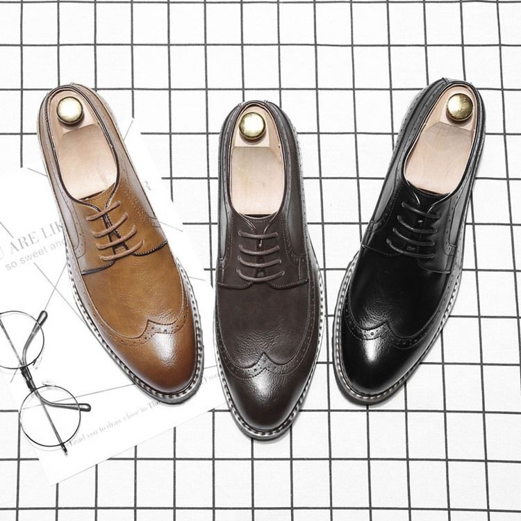 Plain Lace-up Pointed Toe Oxfords For Menn