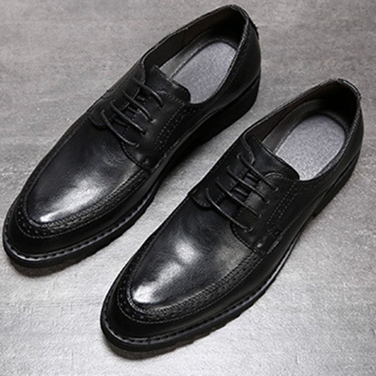 Plain Lace-up Round Toe Oxfords For Menn