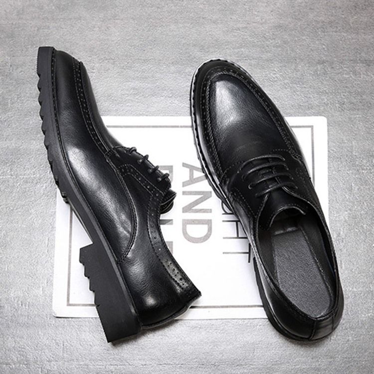 Plain Lace-up Round Toe Oxfords For Menn