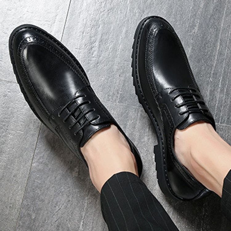 Plain Lace-up Round Toe Oxfords For Menn