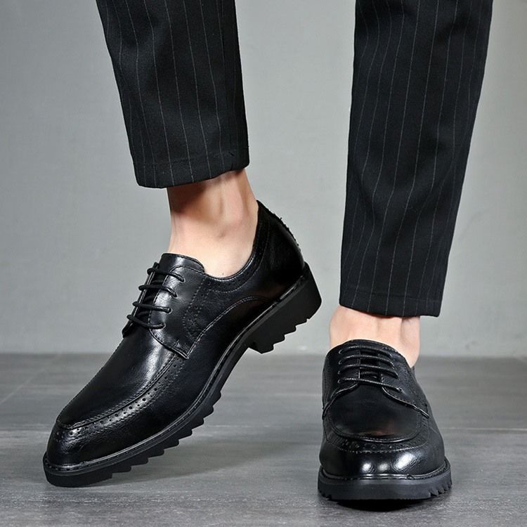 Plain Lace-up Round Toe Oxfords For Menn