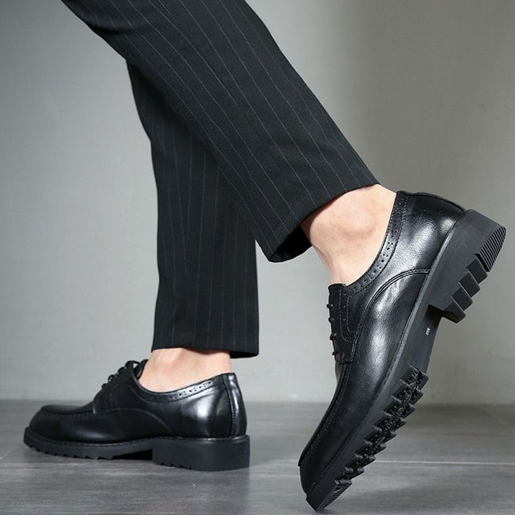 Plain Lace-up Round Toe Oxfords For Menn