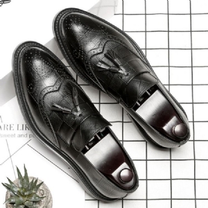 Plain Pointed Toe Low-cut Upper Slip-on Oxfords For Menn