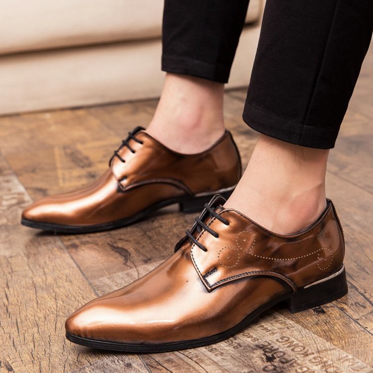 Plain Round Toe Lace-up Herre Dress Shoes