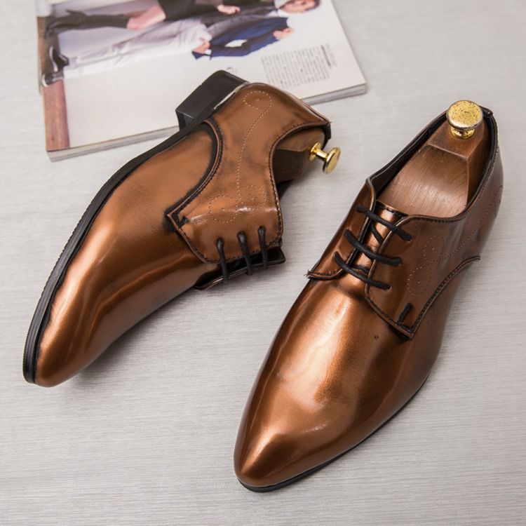 Plain Round Toe Lace-up Herre Dress Shoes