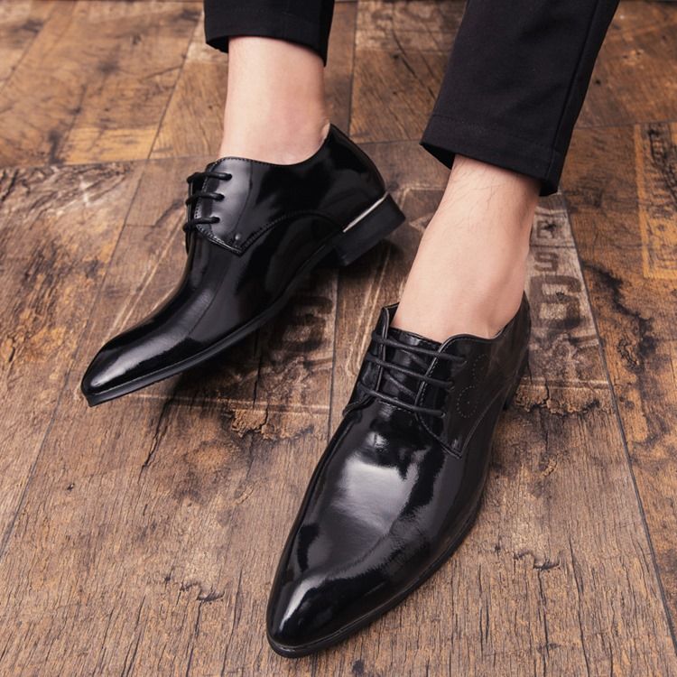 Plain Round Toe Lace-up Herre Dress Shoes