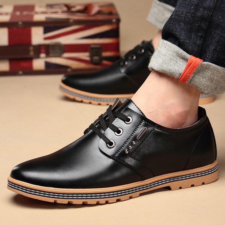 Profesjonell Pu Lace-up Low-cut Herresko