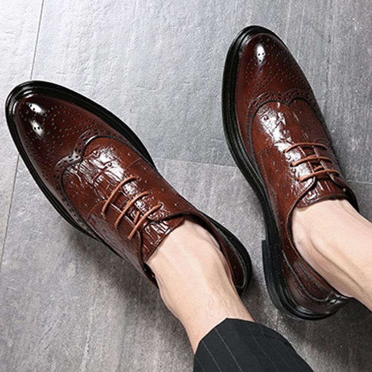 Pu Lace-up Round Toe Oxfords For Menn