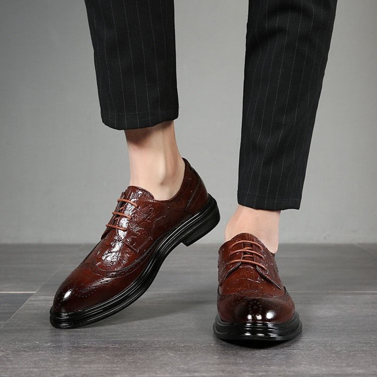 Pu Lace-up Round Toe Oxfords For Menn