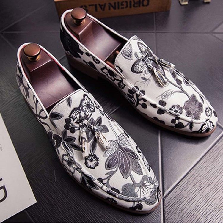 Slip-on Color Block Round Toe Herre Dress Shoes